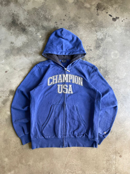 VINTAGE CHAMPION USA HOODIE - L