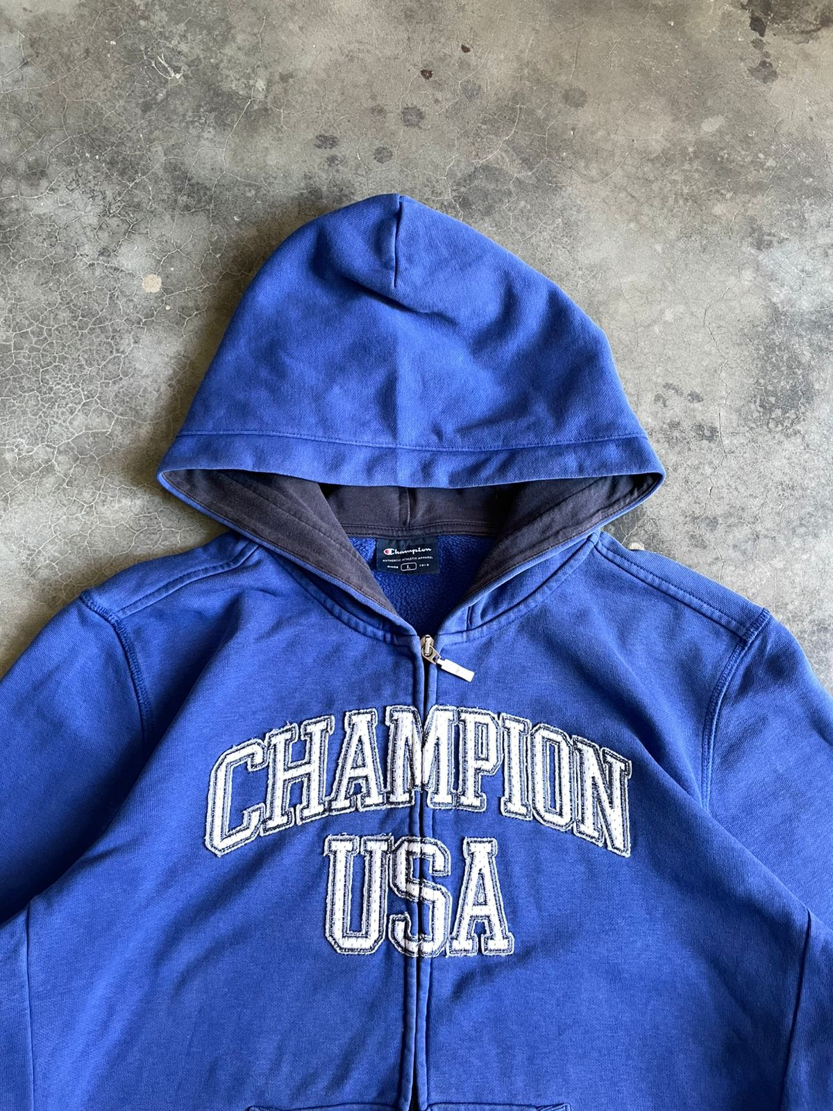 VINTAGE CHAMPION USA HOODIE - L