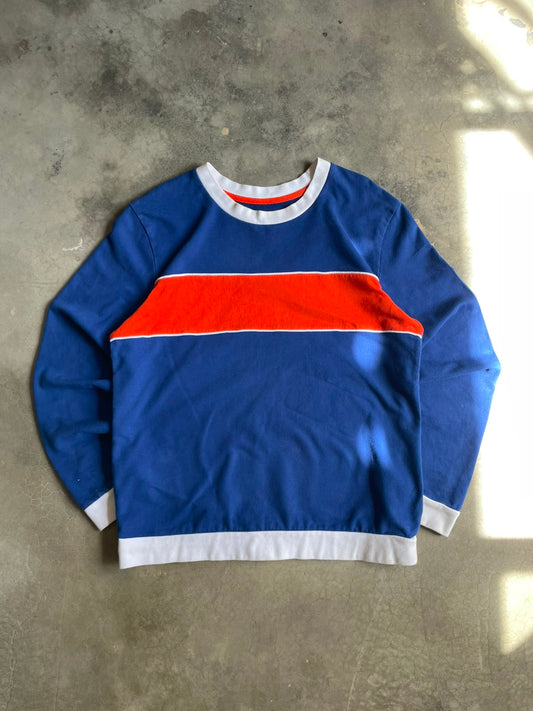 VINTAGE SUDADERA AZUL CON NARANJA-L